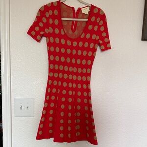 Maeve Red Dress with Gold Ovals